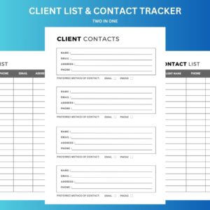 Printable Client List & Contact Tracker | Small Business CRM System